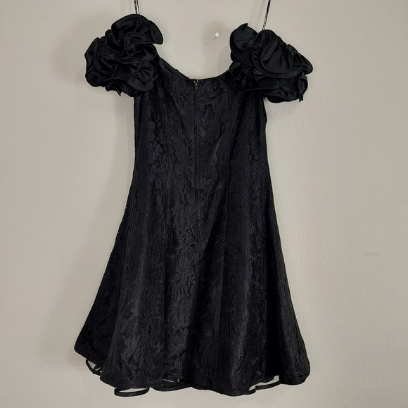 Betsy & Adam Black Sequin Short Puff sleeve Tulle Prom Cocktail Dress Sz 13 VTG - Picture 12 of 16
